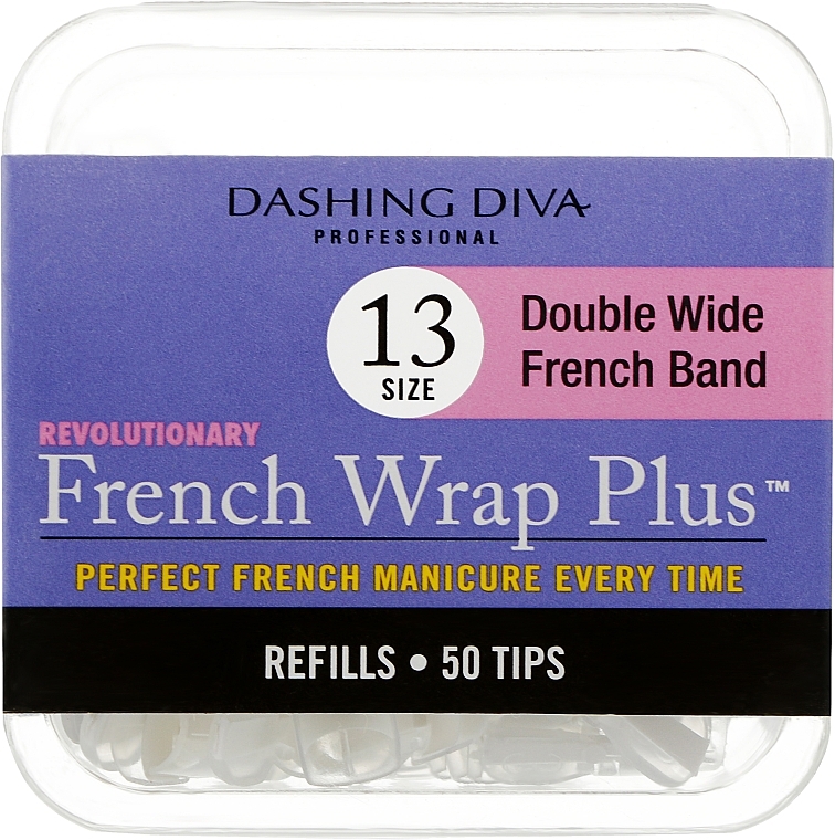 Tipsy - Dashing Diva French Wrap Plus Double Wide White 50 Tips (Size 13) — Zdjęcie N1