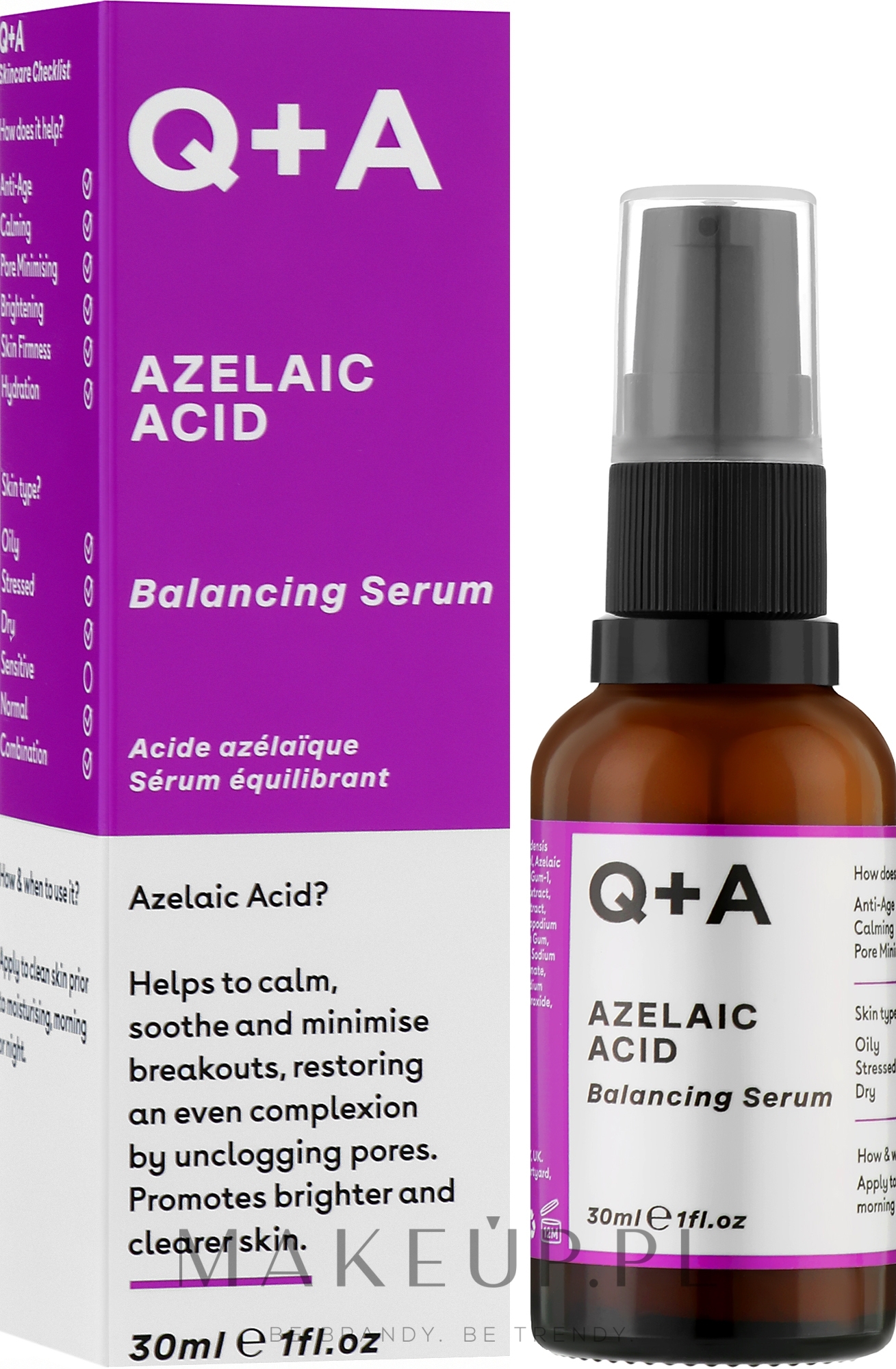 Równoważące serum do twarzy z kwasem azelainowym - Q+A Azelaic Acid Balancing Serum — Zdjęcie 30 ml