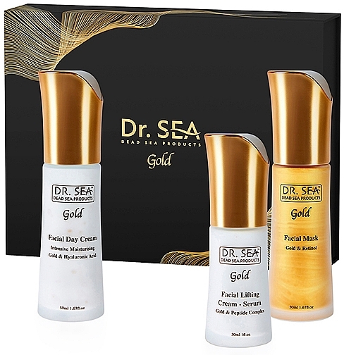 Zestaw - Dr.Sea Gift Gold Box Skin Lifting & Recovery (d/cr/50ml + mask/50ml + ser/30ml) — Zdjęcie N1