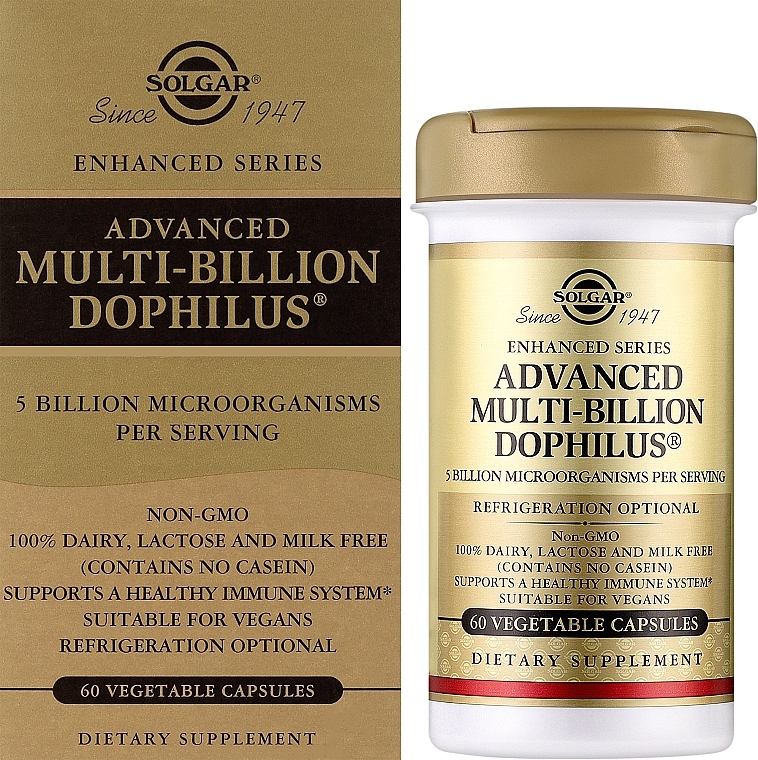 Suplement diety wspomagający jelitową florę bakteryjną - Solgar Advanced Multi-Billion Dophilus Food Supplement — Zdjęcie N2