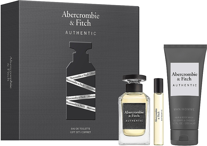 Abercrombie & Fitch Authentic Men - Zestaw (edt/100ml + edt/15ml + h&b/wash/200ml) — Zdjęcie N1