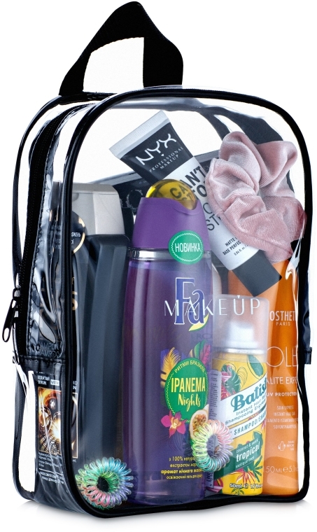 Przezroczysta kosmetyczka Beauty Bag, czarna (20 x 25 x 8 cm, bez zawartości) - MAKEUP — Zdjęcie N3