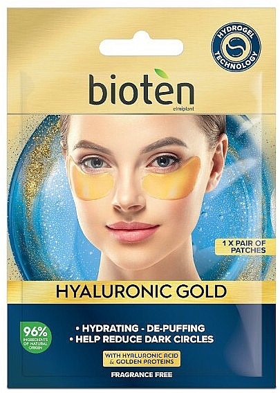 Hydrożelowe płatki pod oczy - Bioten Hyaluronic Gold Hydrogel Eye Patches — Zdjęcie N1