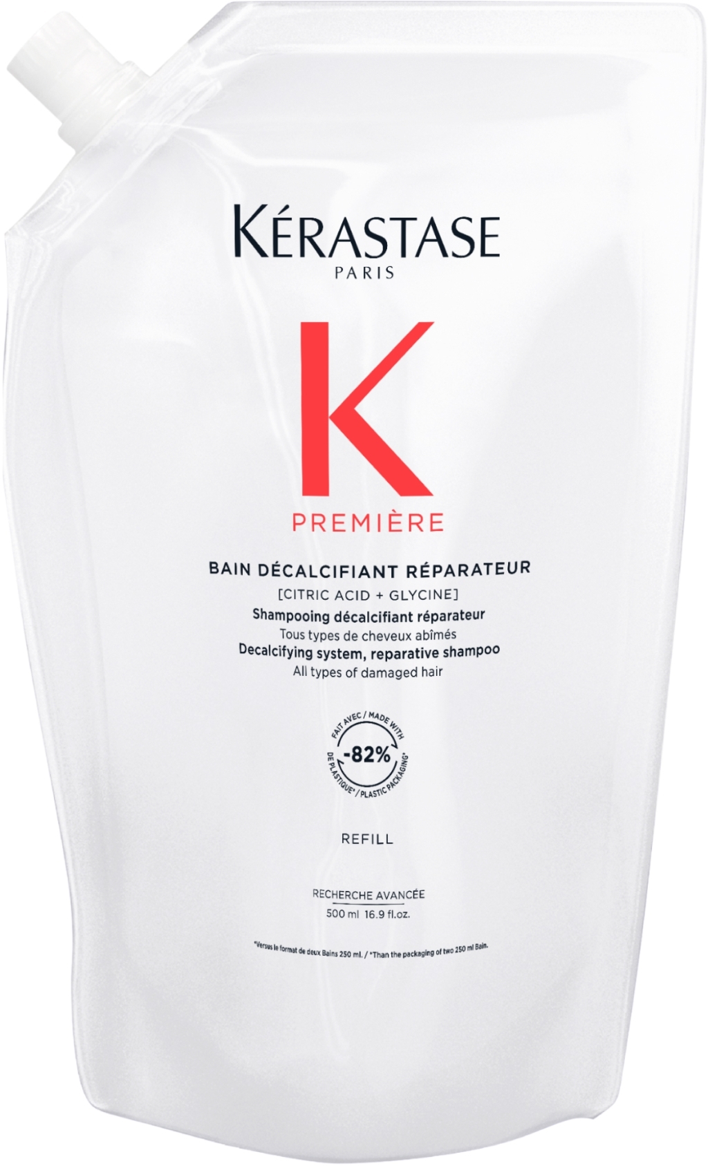 Odwapniający szampon-kąpiel regenerująca do każdego rodzaju zniszczonych włosów - Kerastase Premiere Decalcifying Repairing Shampoo (uzupełnienie) — Zdjęcie 500 ml