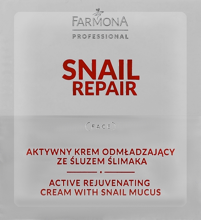 Aktywny krem ​​przeciwstarzeniowy ze śluzem ślimaka - Farmona Professional Snail Repair Active Rejuvenating Cream With Snail Mucus (próbka) — Zdjęcie N1