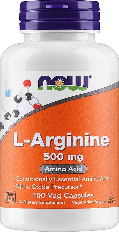 L-arginina w kapsułkach - Now Foods L-Arginine Veg Capsules — Zdjęcie N1