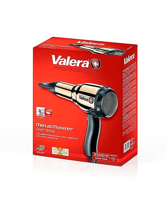 Suszarka do włosów z generatorem jonów - Valera Swiss Metal Master Light Gold 584.01/I — Zdjęcie N2