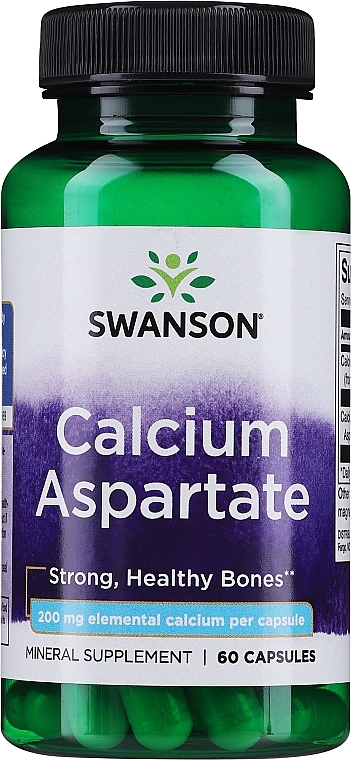 Suplement diety Asparaginian wapnia, 200 mg - Swanson Calcium Aspartate — Zdjęcie N1