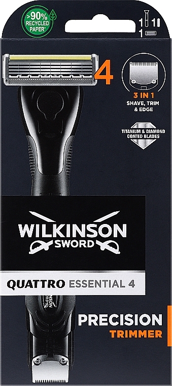 Trymer + 1 wymienne ostrze - Wilkinson Sword Quattro Essential 4 Precision Trimmer — Zdjęcie N1
