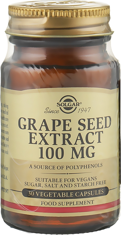 Pestki z winogron ekstrakt 100 mg - Solgar Grape Seed Extract — Zdjęcie N2