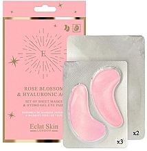 Kup Zestaw - Eclat Skin London Rose Blossom & Hyaluronic acid Hydro-Gel Eye Pad & Sheet Mask Giftset (f/mask/2pcs + eye/pad/3pcs)