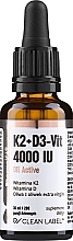 Suplement diety w olejku Witamina K2 + D3 - Pharmovit Clean Label K2 + D3-Vit 4000 IU Oil Active — Zdjęcie N1