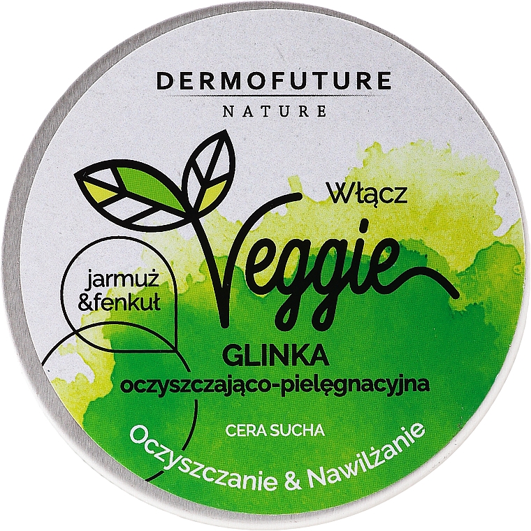 Oczyszczająco-pielęgnacyjna glinka nawilżająca do cery suchej Jarmuż i fenkuł - DermoFuture Veggie