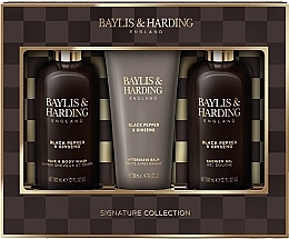 Zestaw - Baylis & Harding Black Pepper & Ginseng Men's Luxury Bathing Trio Gift Set (sh/gel/300ml + ash/balm/200ml + shm/300ml) — Zdjęcie N1