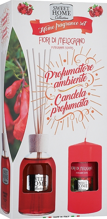 Zestaw Kwiaty granatu - Sweet Home Collection Home Fragrance Set (diffuser/100ml + candle/135g) — Zdjęcie N1