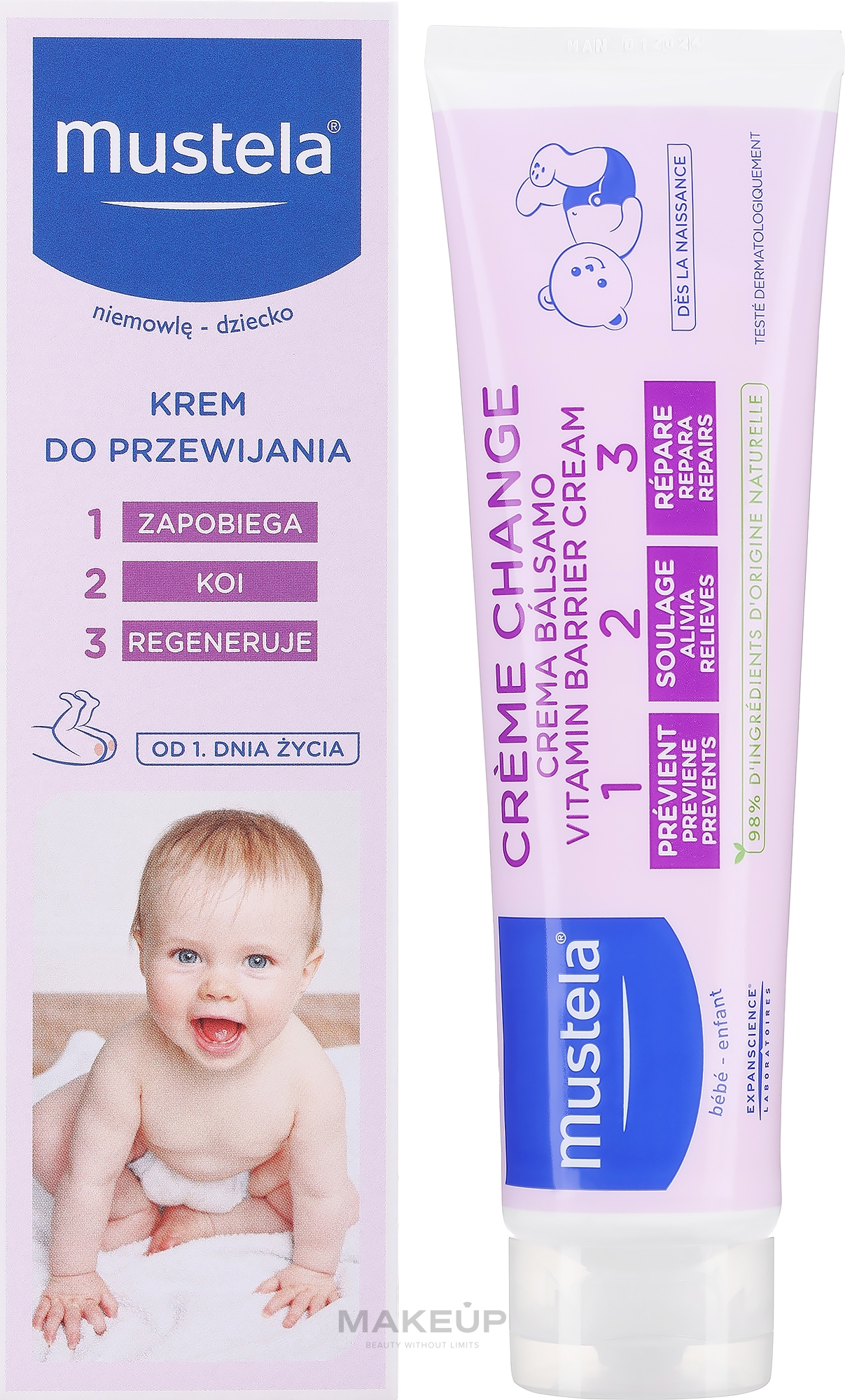 Krem witaminowo-ochronny do skóry pośladków dla dzieci - Mustela Bébé 1 2 3 Vitamin Barrier Cream — Zdjęcie 150 ml
