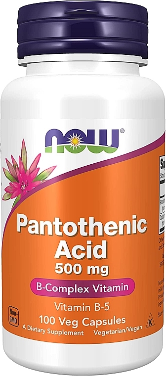 Kapsułki z kwasem pantotenowy, 500 mg - Now Foods Pantothenic Acid