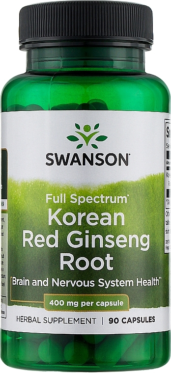 Suplement diety Korean Red Panax Ginseng Root, 400 mg	 - Swanson Full Korean Red Panax Ginseng Root — Zdjęcie N1