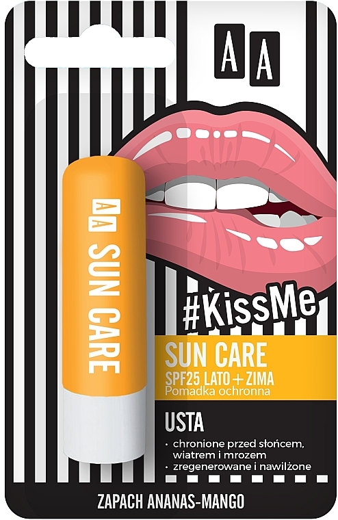 Pomadka ochronna do ust Ananas i mango SPF 25 - AA #KissMe Sun Care