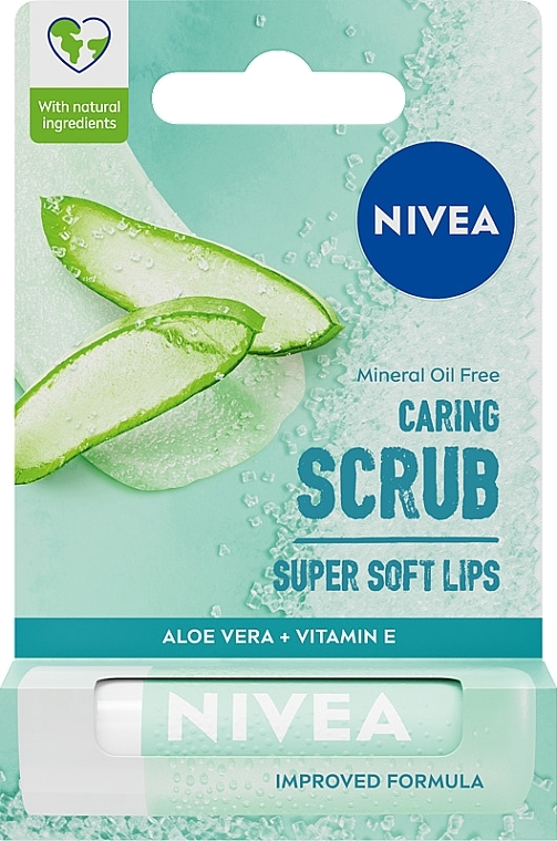 Pielęgnujący peeling do ust w sztyfcie Aloes + witamina E - NIVEA Caring Scrub Super Soft Lips Aloe Vera + Vit-E — Zdjęcie N1