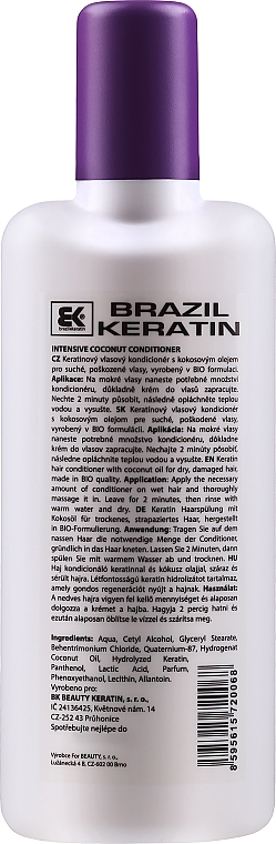 Kokosowa odżywka nawilżająca do włosów suchych - Brazil Keratin Intensive Coconut Conditioner — Zdjęcie N2