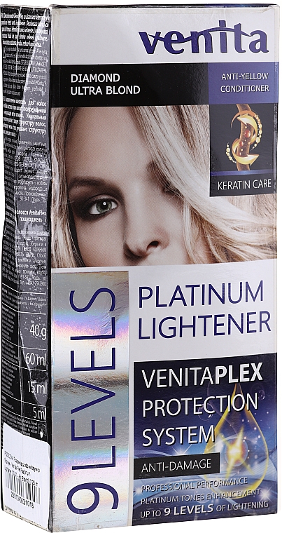 PRZECENA! Rozjaśniacz do włosów o 9 tonów - Venita Plex Platinum Lightener * — Zdjęcie N6