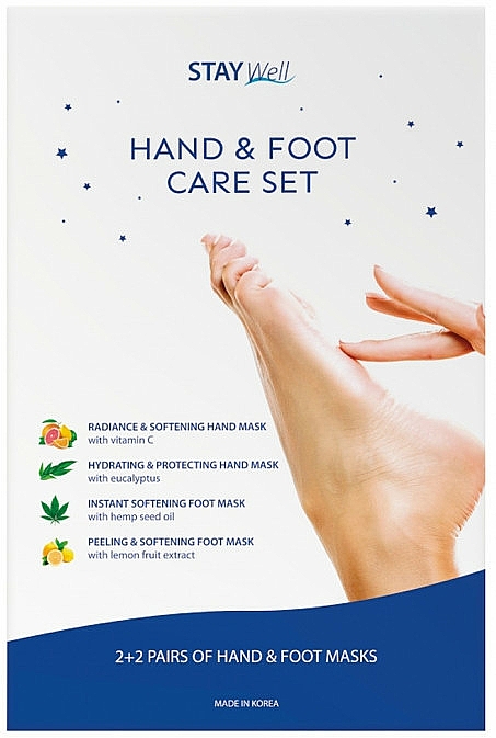 Zestaw - Stay Well Hand & Foot Care Set (h/mask/2x30g + f/mask/2x34g) — Zdjęcie N1