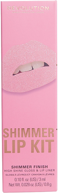 Zestaw do makijażu ust - Makeup Revolution Shimmer Lip Kit Pink Lights (lip/gloss/3ml + lip/pencil/0,8g) — Zdjęcie N1