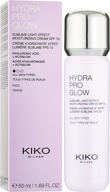 Rozświetlający krem ​​nawilżający do twarzy - Kiko Milano Hydra Pro Glow SPF10 — Zdjęcie N2