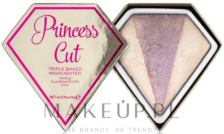 Potrójny wypiekany rozświetlacz do twarzy - Makeup Revolution I Heart Revolution Diamond Princess Cut — Zdjęcie Princess Cut