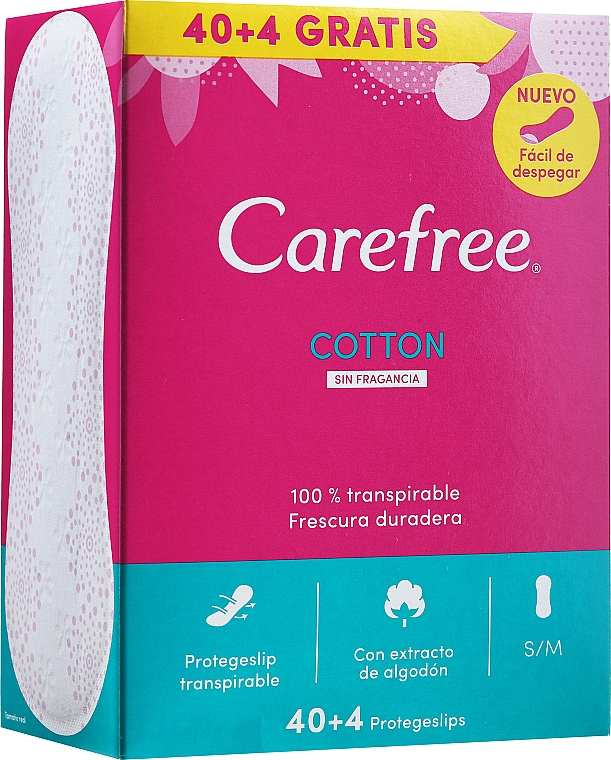 Wkładki higieniczne, 44 szt. - Carefree Normal Cotton — Zdjęcie N1