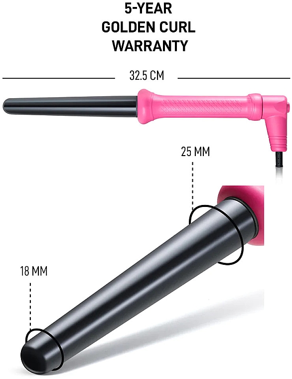 Lokówka do włosów, 18-25 mm - Golden Curl The Pink Curler — Zdjęcie N5