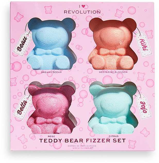 Zestaw kul do kąpieli Miś - I Heart Revolution Teddy Bear Fizzer Set (fizzer/4x50g) — Zdjęcie N1