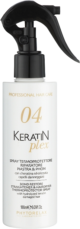 Spray ochronny do prostowania i suszenia włosów - Phytorelax Laboratories Keratin Plex Bond Restore Straightener & Hairdryer Thermoprotector Spray