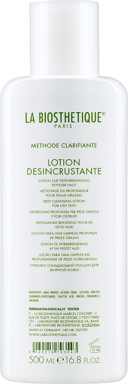 Głęboko oczyszczający lotion do tłustej skóry twarzy - La Biosthetique Methode Clarifiante Lotion Désincrustante For Oil Skin — Zdjęcie N1
