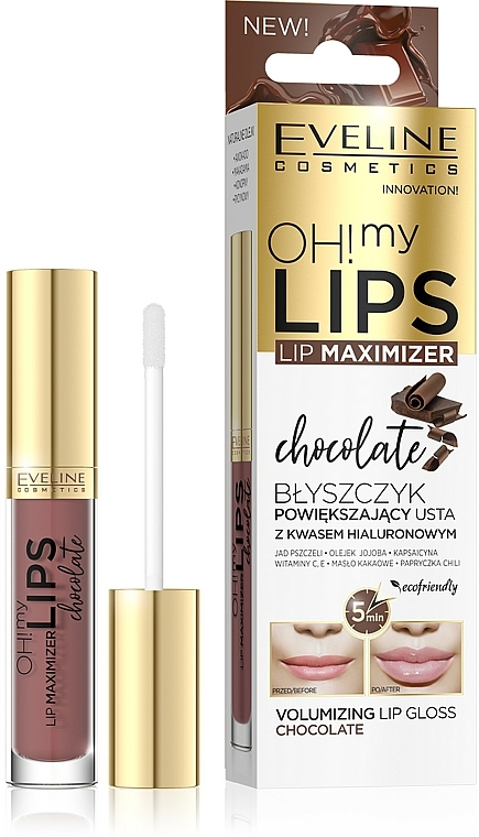 Błyszczyk powiększający usta - Eveline Cosmetics OH! My Lips Lip Maximizer Chocolate — Zdjęcie N1