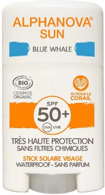 Ochrona przeciwsłoneczna w sztyfcie SPF 50+ w kolorze niebieskim - Alphanova Sun Blue Whale SPF50+ — Zdjęcie N1