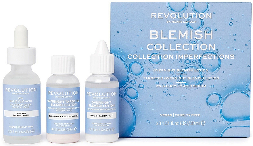 Zestaw - Revolution Skincare Blemish Collection (f/lot/30ml + f/lot/30ml + f/serum/30ml) — Zdjęcie N1