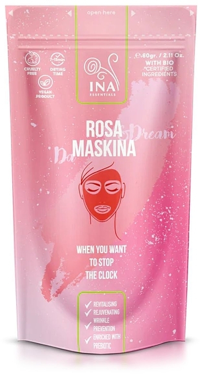 Glinkowa maseczka do twarzy z różą - Ina Essentials Rose Maskina — Zdjęcie N1