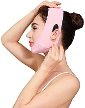 Oddychająca maska modelująca kontur twarzy, różowa - Yeye V-line Mask — Zdjęcie N4