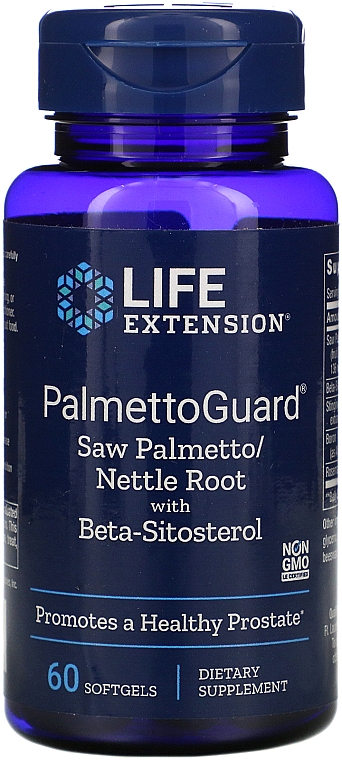 Suplement diety w żelowych kapsułkach dla zdrowej prostaty - Life Extension PalmettoGuard — Zdjęcie N1