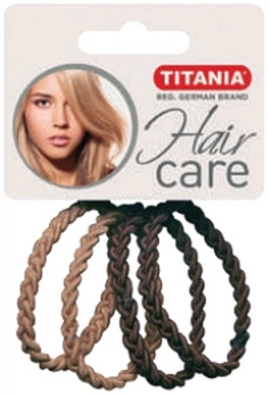 Gumki do włosów, plecione, 4,5 cm, 4 szt, brązowe - Titania  — Zdjęcie N1