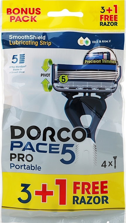 Maszynki do golenia 3+1 - Dorco Pace 5 PRO Portable — Zdjęcie N1