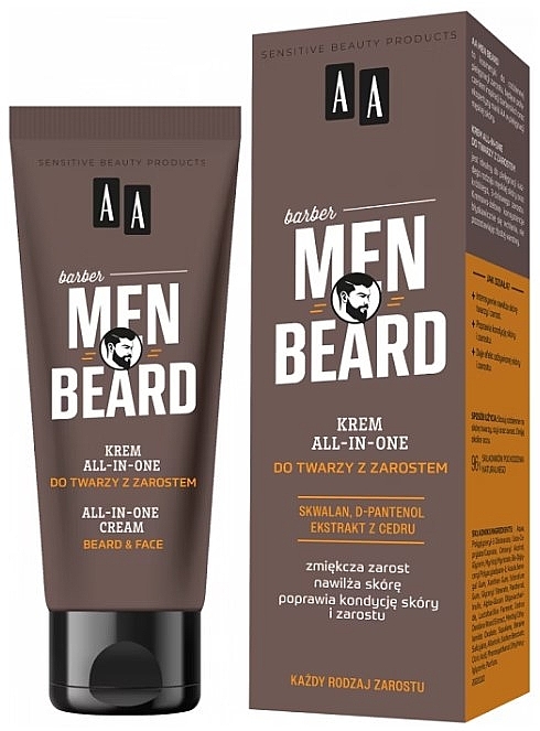 Uniwersalny krem do twarzy - AA Cosmetics Men Beard All-In-One Cream — Zdjęcie N1