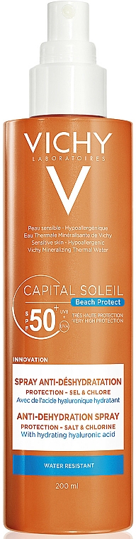 Spray przeciwsłoneczny SPF 50+ - Vichy Capital Soleil Beach Protect Anti-Dehydration Spray
