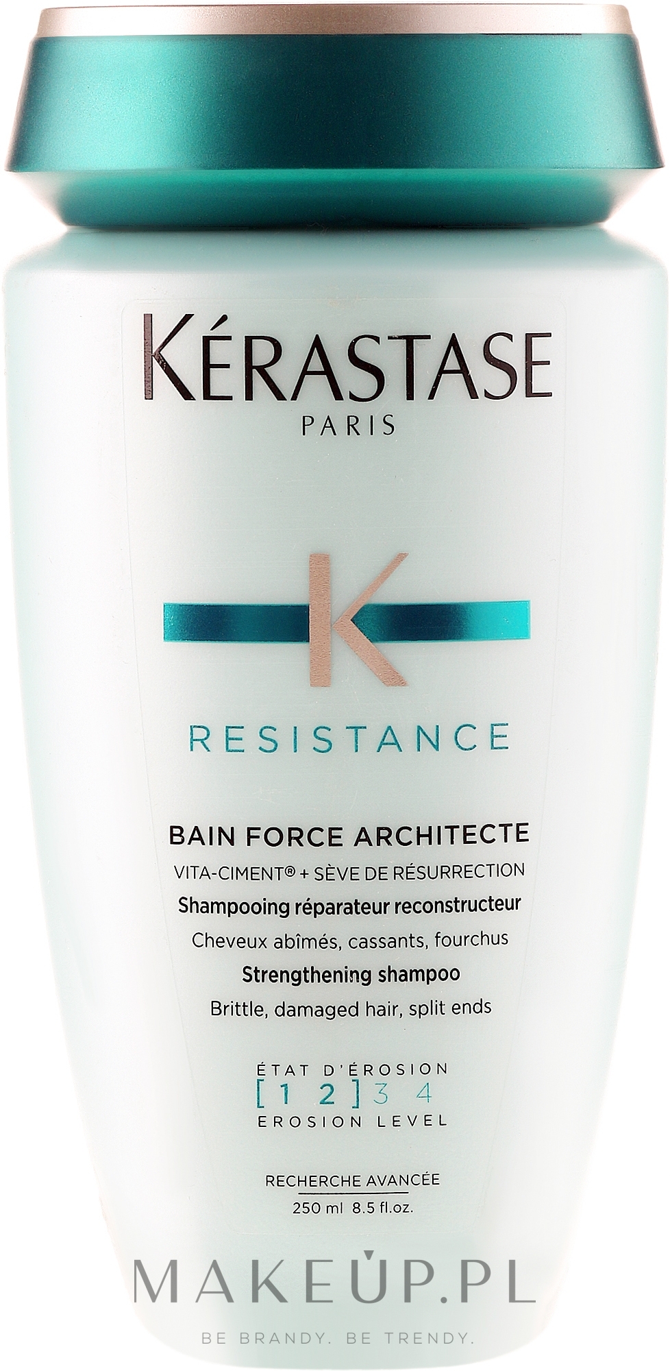 Kąpiel wzmacniająca 1-2 do włosów osłabionych, łamliwych i z rozdwojonymi końcówkami - Kérastase Bain Force Architecte Strenghtening Shampoo — Zdjęcie 500 ml
