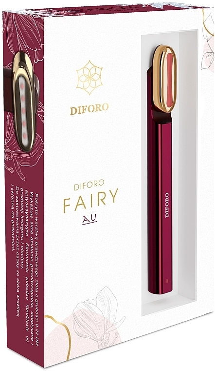 Przeciwzmarszczkowy masażer do twarzy ze złotą końcówką - Diforo Fairy AU Anti-Age Facial Massager With A Real Gold Head — Zdjęcie N6