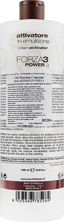 Delikatny aktywator w kremie do farb Color Oil - Punti di Vista Oil System Concept Color Oil Oxi Emulsion Forza3 30Vol — Zdjęcie N4