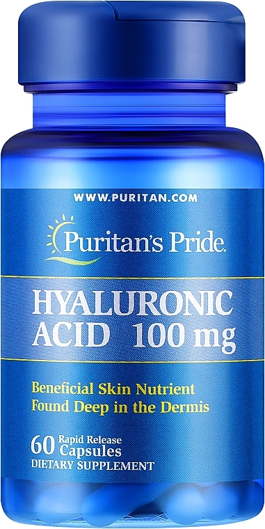 Kwas hialuronowy, 100 mg, kapsułki - Puritan's Pride Hyaluronic Acid 100mg Capsules — Zdjęcie N1