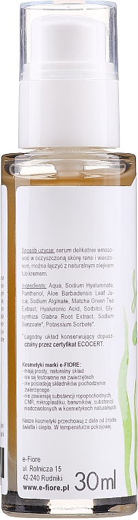 Serum hialuronowe do twarzy Algi i zielona herbata - E-Fiore Serum — Zdjęcie N2